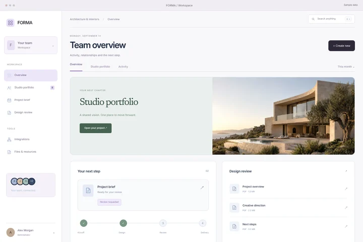 Client portal · Architecture & interiors · FORMA