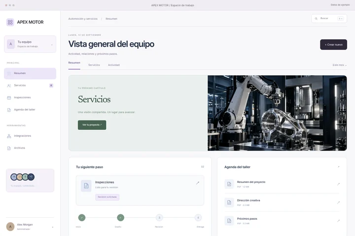 Portal del cliente · Automoción y servicios · APEX MOTOR