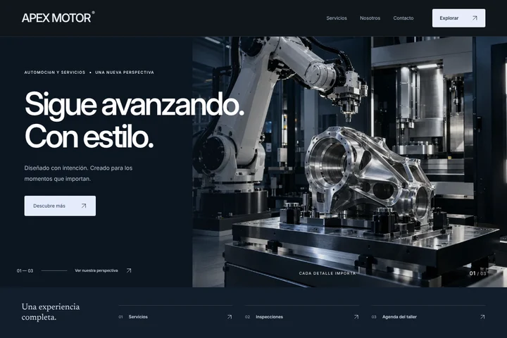 Sitio web · Automoción y servicios · APEX MOTOR