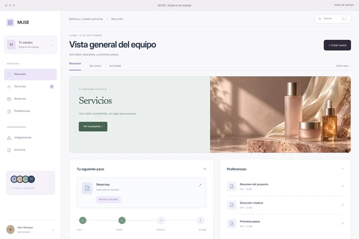 Portal del cliente · Belleza y cuidado personal · MUSE