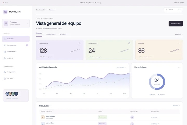 Espacio CRM · Construcción · MONOLITH
