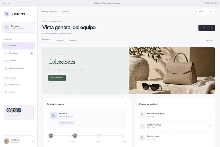 Portal del cliente · Moda y accesorios · ATELIER N°8