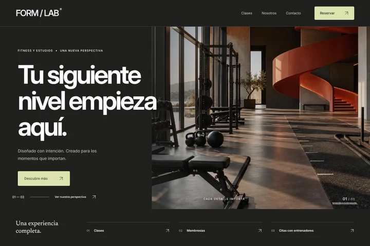 Web de reservas · Fitness y estudios · FORM / LAB