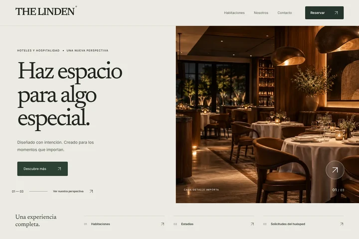 Web de reservas · Hoteles y hospitalidad · THE LINDEN