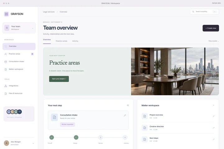Client portal · Legal services · GRAYSON