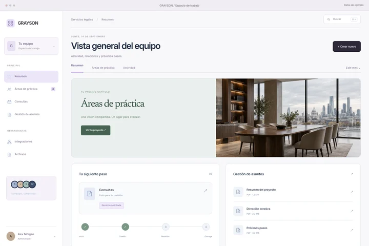 Portal del cliente · Servicios legales · GRAYSON