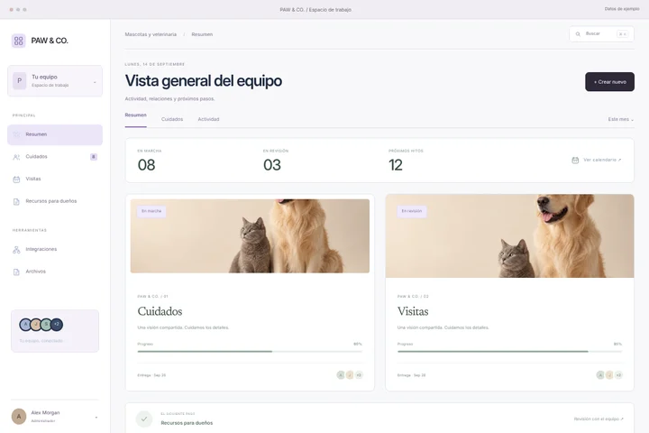 Espacio CRM · Mascotas y veterinaria · PAW & CO.