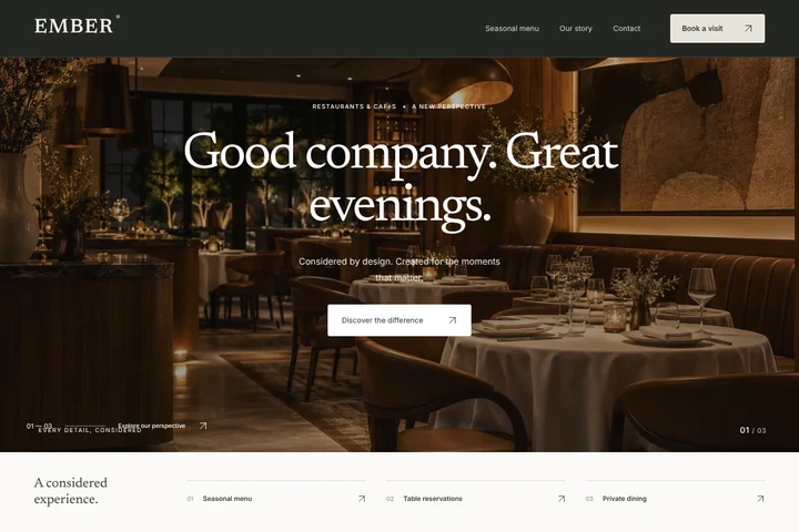 Booking website · Restaurants & cafés · EMBER