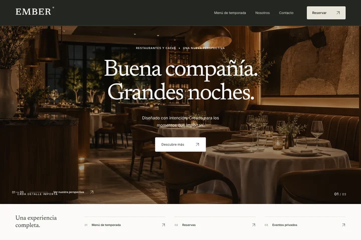 Web de reservas · Restaurantes y cafés · EMBER