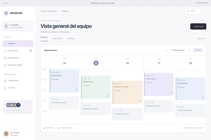 Espacio CRM · Techos y restauración · RIDGELINE
